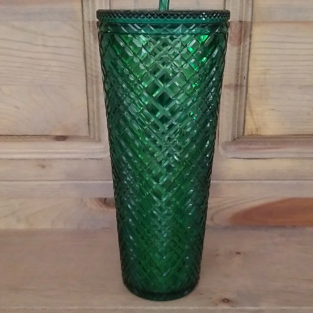 Starbucks Emerald Green Jeweled Venti Tumbler with Straw